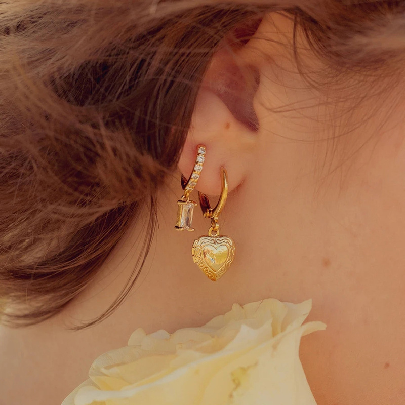 VINTAGE HEART Locket Drop Earrings