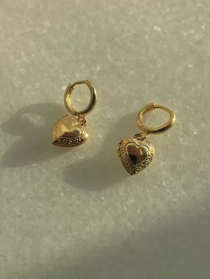 VINTAGE HEART Locket Drop Earrings